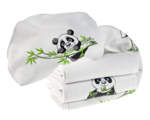 Makian-Flannel Diapers-80x80cm-Set of 3 pieces-Oeko-Tex tested-100% Cotton-White/Green/Panda
